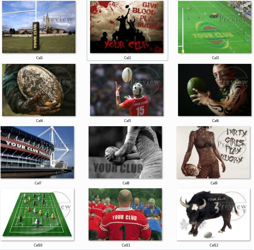 Personalised CLUB Rugby Desktop Rugby Calendar